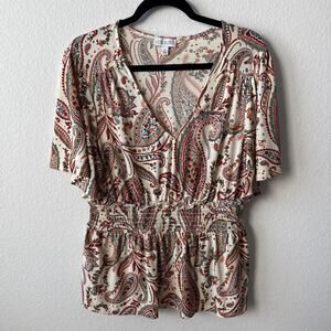 Cream and earth tone paisley